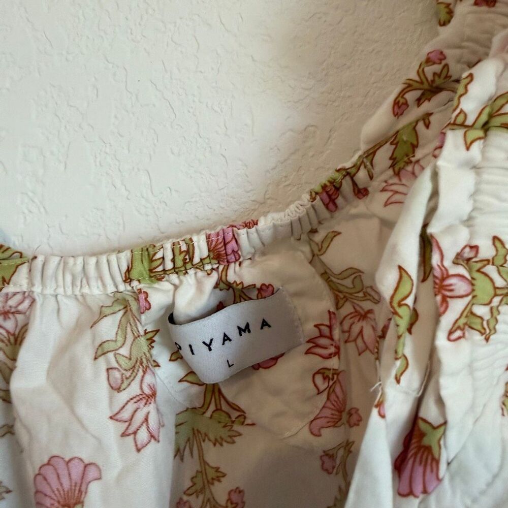 Piyama Lotus Flower Cotton Nicolette Sleepwear Pajama Shirt Women's Size Large - Picture 5 of 6